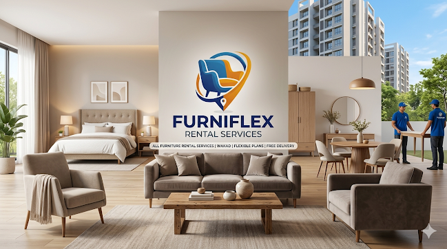 Furniflex branded interior setup for furniture rental in Wakad
